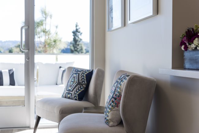 White Chairs with Pillows at South Bay Plastic Surgeons