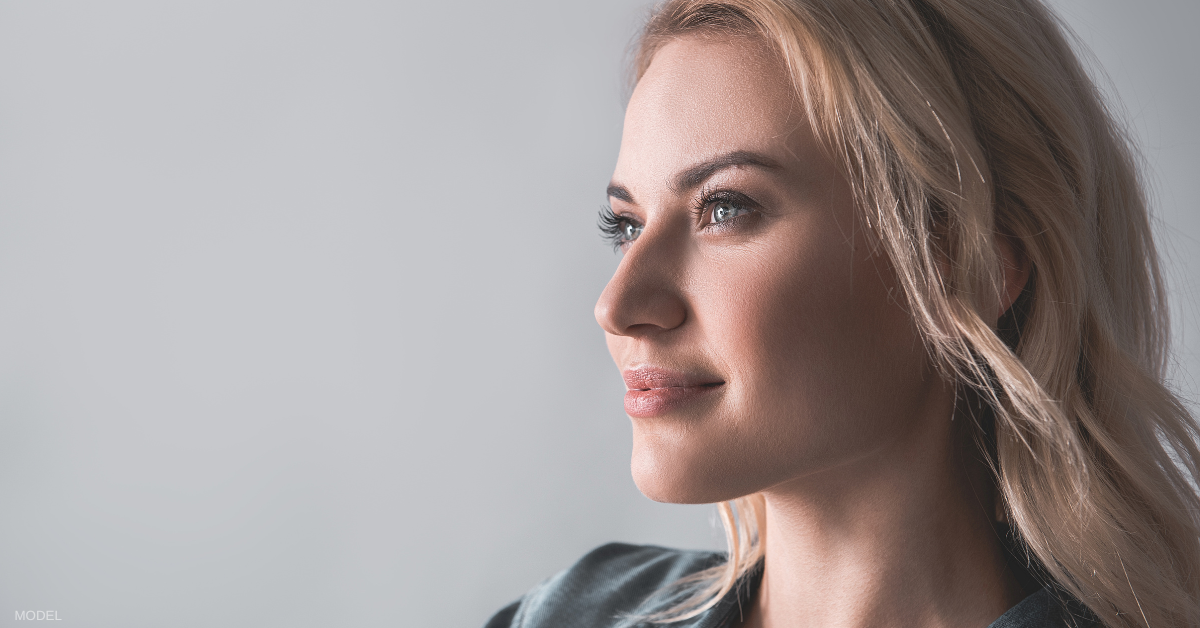 Attractive woman with defined jawline (model)