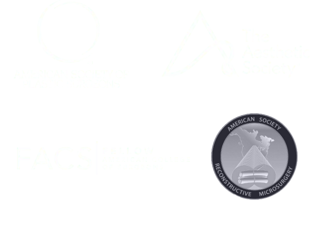 Logos of American Society of Plastic Surgeons, The Aesthetic Society, Fellow American College of Surgeons, American Society Reconstructive Microsurgery
