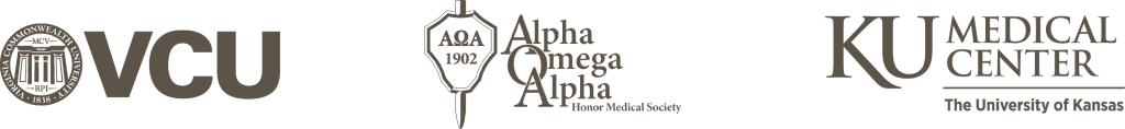 VCU, Alpha Omega Alpha Honor Medical Society and The University of Kansas Medical Center Logos