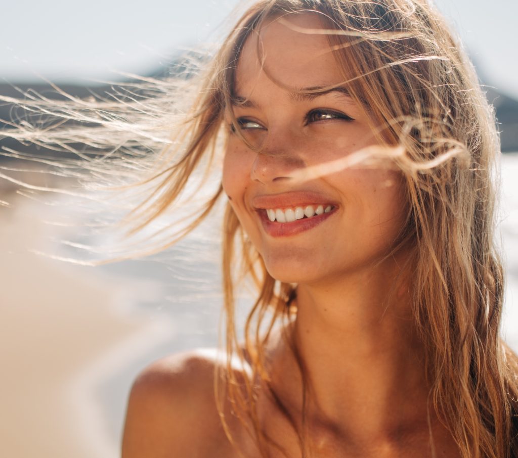 female model on beach